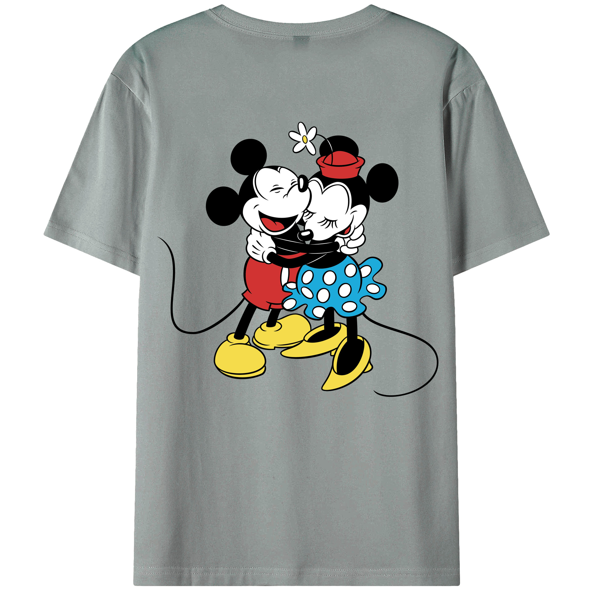 ミッキーマウス Mickey Mouse 綿100％ メンズ半袖Tシャツ（バックプリント） 通気性